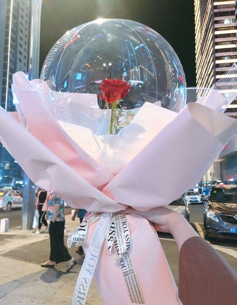 

8styles led rose balloon transparent rose bobo ball rose flower bouquet balloons with light wedding decoration jllsgf bde_jewelry