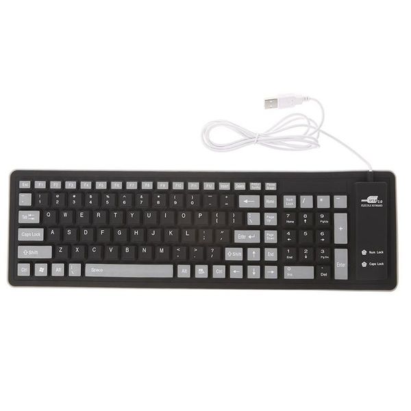 

foldable keyboard waterproof usb wired keyboard 103 key silicone soft