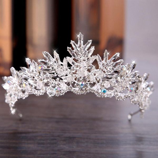 

luxury baroque rhinestone crystal beaded bride crown tiaras wedding korean bridal diadem headdress hair jewelry accessories sl, Golden;silver