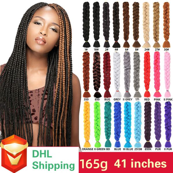 41 pollici singolo colore incandescente per i capelli all'ingrosso estensione dei capelli sintetici torsione jumbo intrecciare i capelli Kanekalon spedizione gratuita DHL