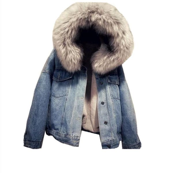 

women's down & parkas denim jacket women winter coat female bomber warm cotton hoodie outerwear woman coats 2021 jackets, Black