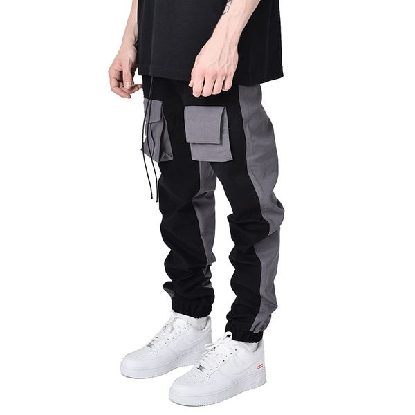 

men's pants mens baggy 2021 design men jogger harem pencil 2 colors contrast joggers sweatpants, Black