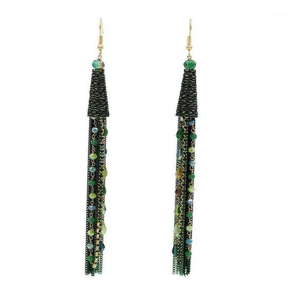 

dangle & chandelier trendy rhinestone crystal beads chain drop earrings 2021 boho long tassel for women party wedding handmade jewelry1, Silver