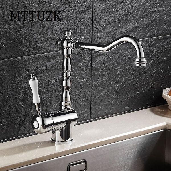 

mttuzk vintage european style sing handle kitchen sink tap brass chrome kitchen faucet 360 rotatable and cold basin mixer1