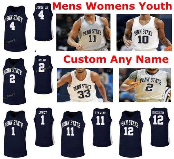 

penn state nittany lions college basketball jersey 35 trent buttrick 4 curtis jones 4 daniil kasatkin 5 jamari wheeler youth custom stitched, Black