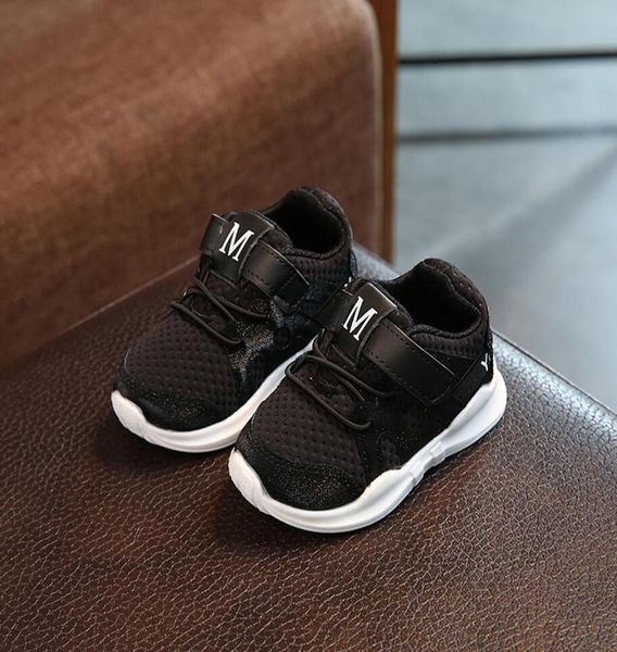 

2020 spring new fashionable net breathable pink leisure sports running shoes for girls white shoes for boys brand kids sneakers wmtbmu, Black