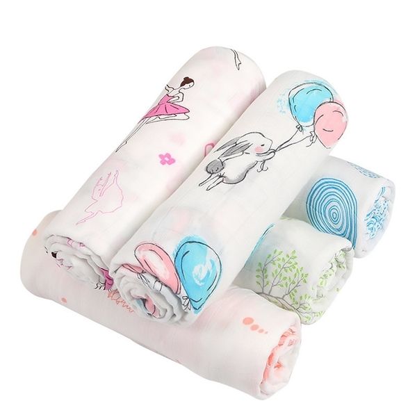 

breathable baby blankets bamboo fiber fabric muslin gauze towel super soft blankets for newborn infant summer wrap 120*120cm y201009