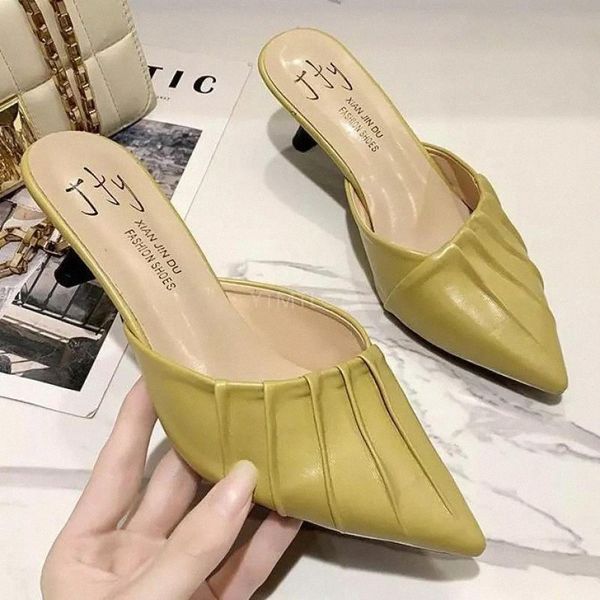 

low heels women's mules shoes pumps pointed toe high heels zapatillas mujer casa flip flops slides house slippers #tz1f