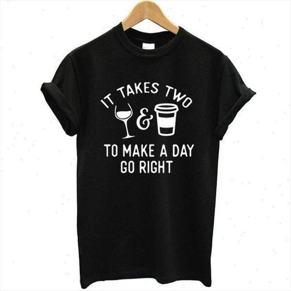 

it takes two to make a day go right women tshirt cotton casual funny t shirt gift 90s lady yong girl drop, White