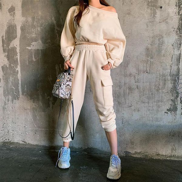 

two piece women sets tracksuit female 2020 new autumn winter long sleeve hoodies sweatshirts and long pants suits outfits ws2361, Gray