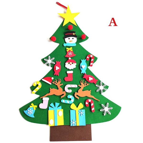 

diy felt cloth christmas tree wall hanging decorations with santa claus elk snowman snowflake stockings gifts ornaments