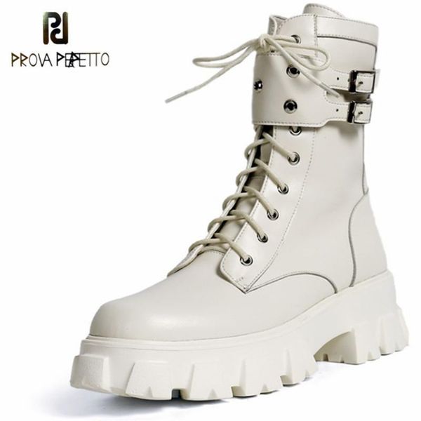 

prova perfetto classics buckle boots women fashion thick bottom platform and round toe zapatillas mujer short boots, Black