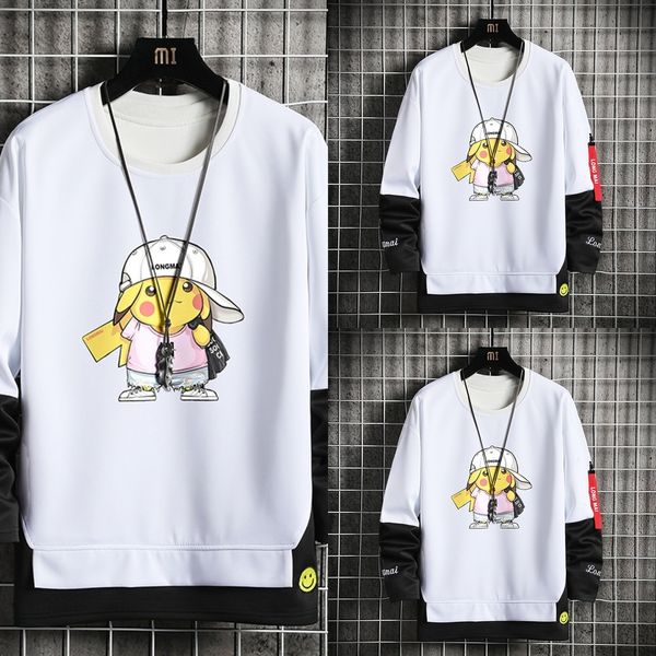 

hmefq осень части рукава мужской футболка корейских моды свитер поддельных две длинные ленты из мультфильма молодой футболки ribbonsweater r, Black