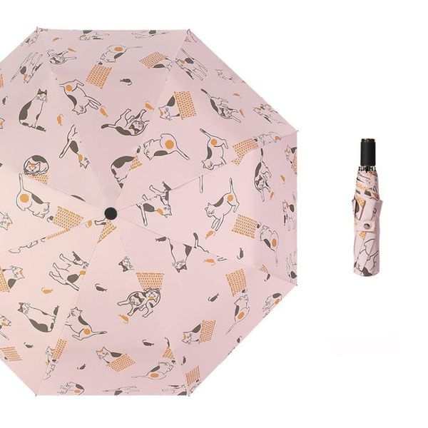 

yada pink white cartoon cat umbrellas folding rainproof foldable umbrella sun protection rainy umbrella parasol yd200008 bbygor lg2010