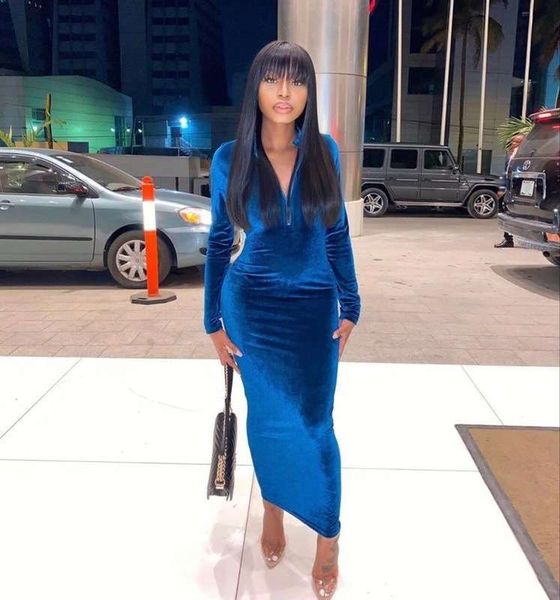 

autumn 2020 new women's long sleeve south korean velvet dress, Black;gray