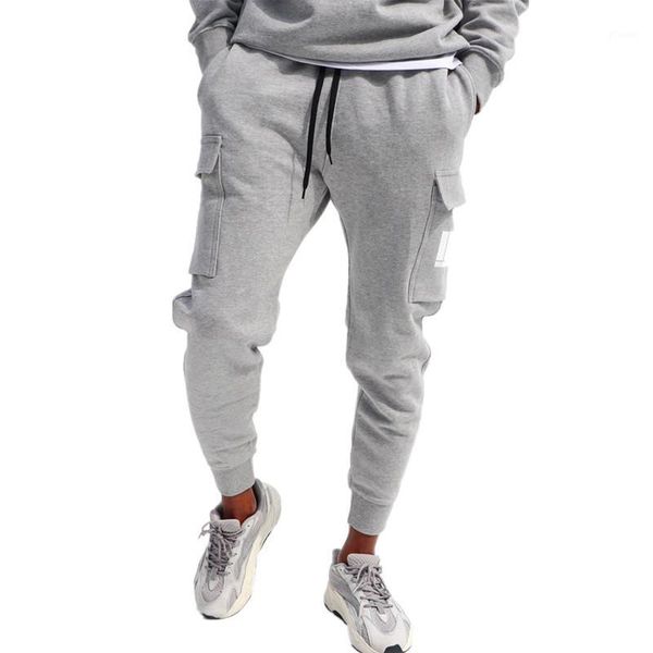 

men pants autumn sweatpants multi-bag trousers casual streetwear hip hop jogger athletics pants for men1, Black