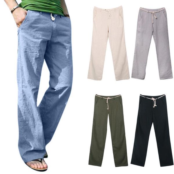 

men's straight wide leg lace up loose pants casual drawstring lace plain long yoga trousers streetwear fashion men's clothing1, Black