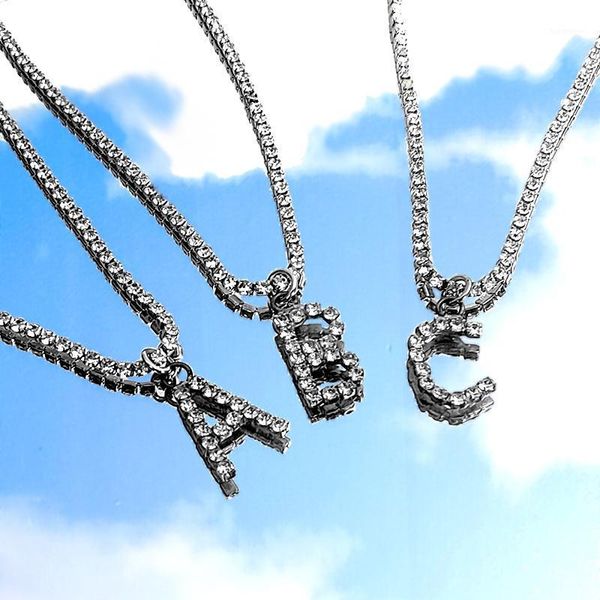 

bylia jewel geometric full letter rhinestone choker necklace shining silver color crystal necklace for women jewelry party gift1