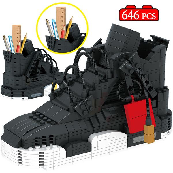 

new mini cute sport basketball shoes building blocks sneakers model pen container bricks pencil-box toys for children stationery 1008