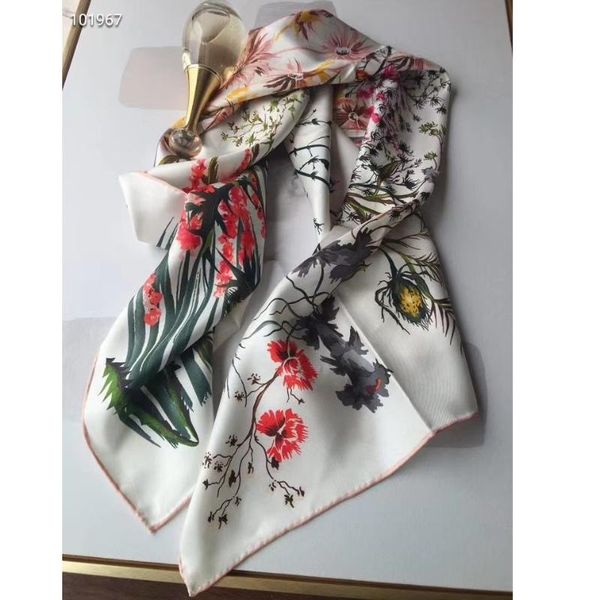 

floral print 100% silk scarf wraps shawl, Blue;gray