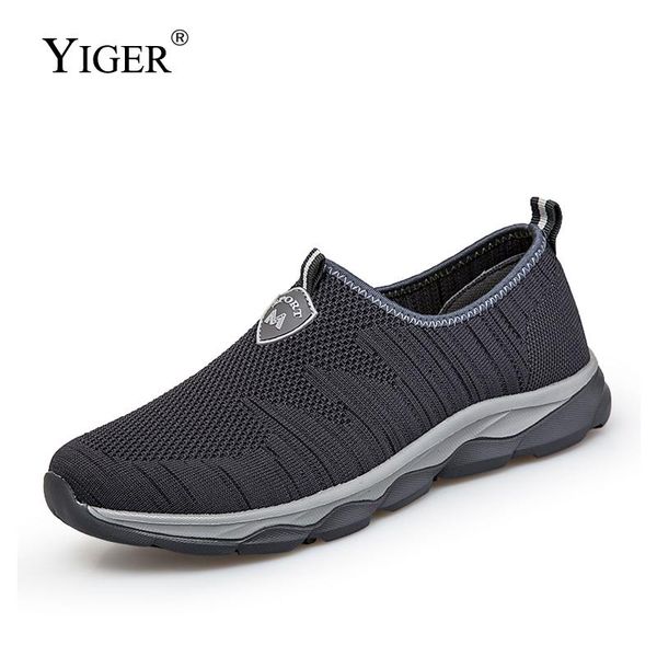 

yiger new men's mesh shoes summer slip-on dad shoes male lazy sneakers man loafers sports men mesh breathable 0326, Black