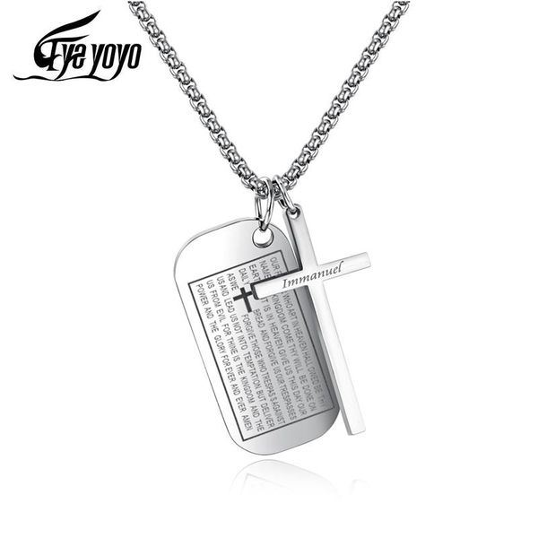 

eyeyoyo jesus cross necklace bible titanium steel pendant, Silver