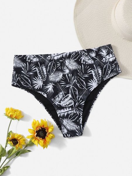 

plus tropical print bikini panty k2bn#, Black