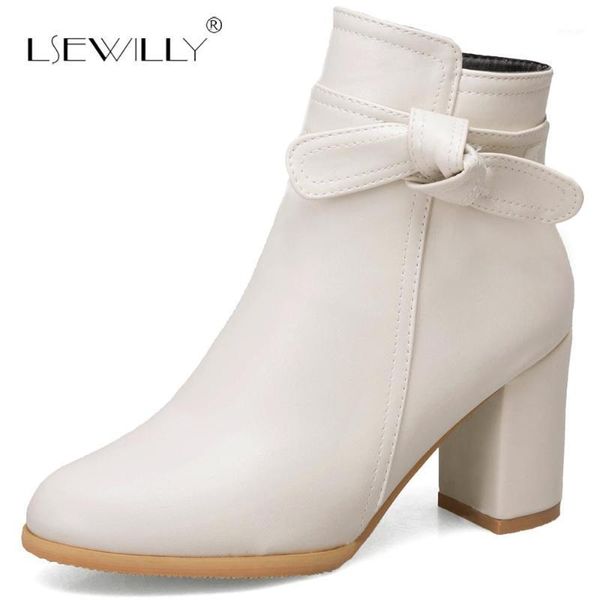 

boots lsewilly sweet lovely beige white black princess lolita shoes plus size 33-52 butterfly-knot thick heel ankle winter e1891