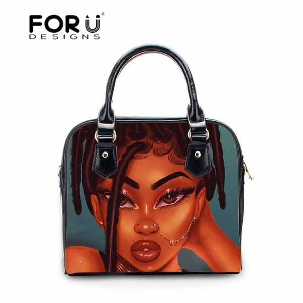 

forudesigns large capacity women totes black art african girls shoulder handbags ladies luxury handbag pu leather messenger bag