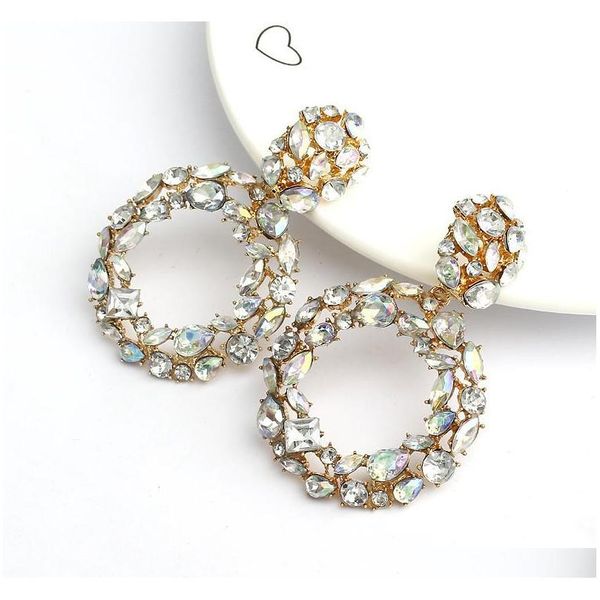 

new arrival geometric crystal stone rhinestone earrings fashion big colorful statement dangle earring daily we sqcohd new_dhbest, Silver