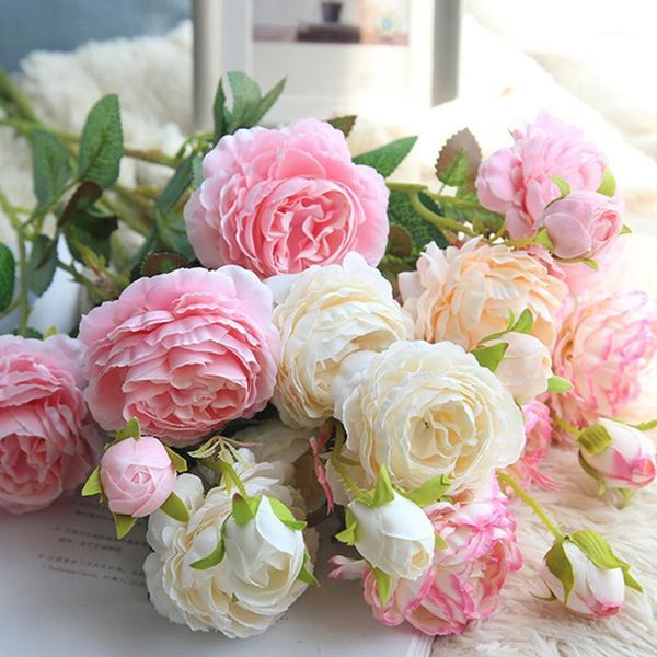 

decorative flowers & wreaths k002 artificial silk rose bonsai wedding simulation flower home fake valentine's day decoration1