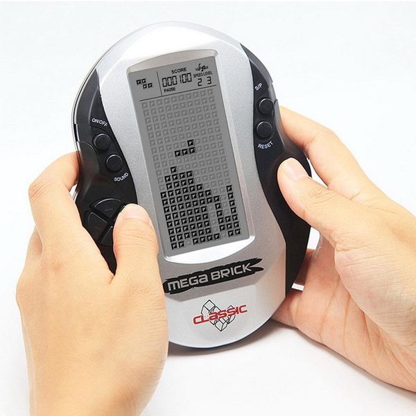 

new 1 pcs childhood tetris classic childhood handheld game players electronic led control direction console with in 23 games lj201105