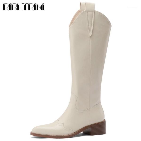 

boots ribetrini brand fashionable cool chic 100% genuine leather leisure riding boot winter cow skin women shoes footwear1, Black