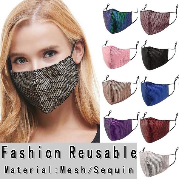 

sequin face for women fashion 2021shining glitter mouth mask reusable washable cotton masks mascarilla cubrebocas #f
