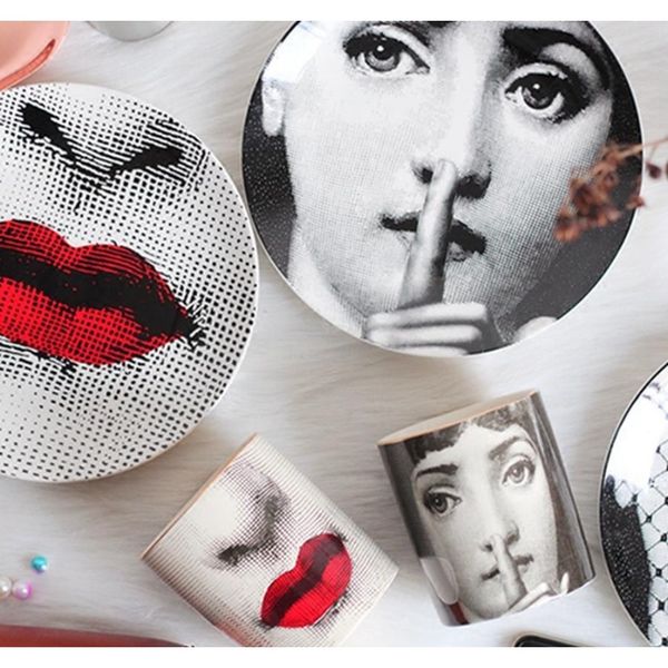 

retro home wall decoration hanging round ceramics printed portrait plates durable coffee shop home wall decor 8 i jlluce lajiaoyard