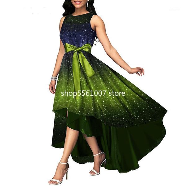 

summer dress women 2020 elegant luxury starry sky print long party dress casual plus size slim ball gown maxi dresses 5xl1, Black;gray