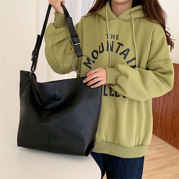 

casual large capacity tote women shoulder bags designer chic metal strap handabgs luxury spft pu leather crossbody bag big purse