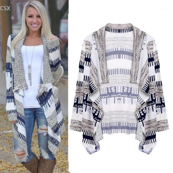 

wholesale- christmas gift women long sleeve cardigan geometric asymmetric hem front open knitting outwear woman's clothing1, White;black