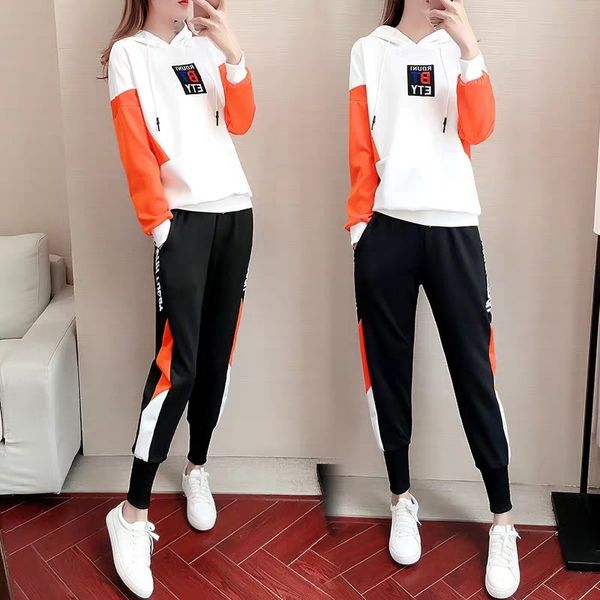 

sports suit for girls spring and autumn 2020 new korean style sweater sweaterloose sweater for junior high school students fashion casual tw, Gray