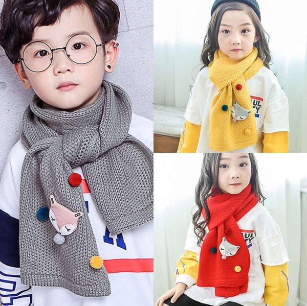 

autumn fox korean winter children's scarf shaped knitting wool for boys and girls, Red;brown