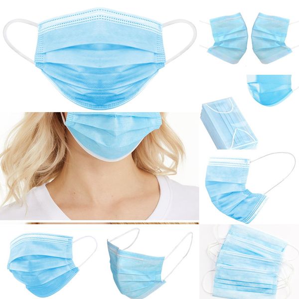 

breathable 50pcs/box dust disposable face 3 layer protection mouth protective anti pm 2.5 respiratory mask earloops bluemzlb