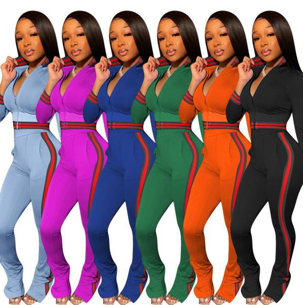 

women s two piece jogging suits s-3xl 2020 fall winter fashion webbing thread casual two piece set tracksuit ly118, Gray