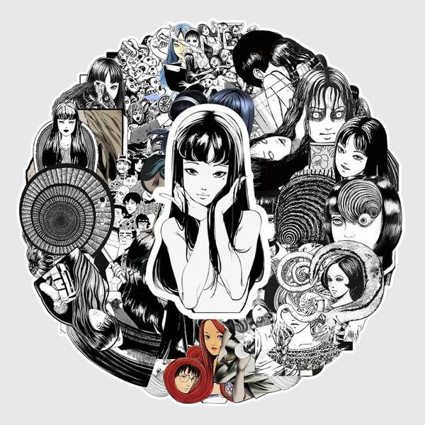 

10 21 56pcs ужасы comic fujiang черный и белый триллер ужасы стиль игрушки наклейки для багажа вагонетки ноутбука наклейки doodle наклейки b