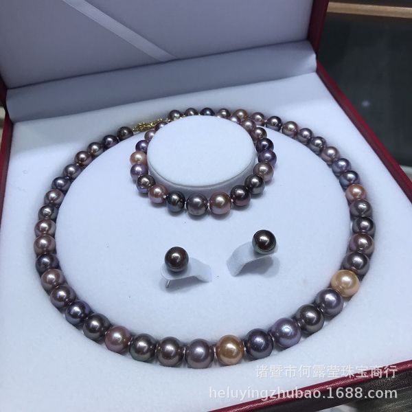 

edison pearl necklace bracelet set mothers day gift 8-11mm fashion design, White