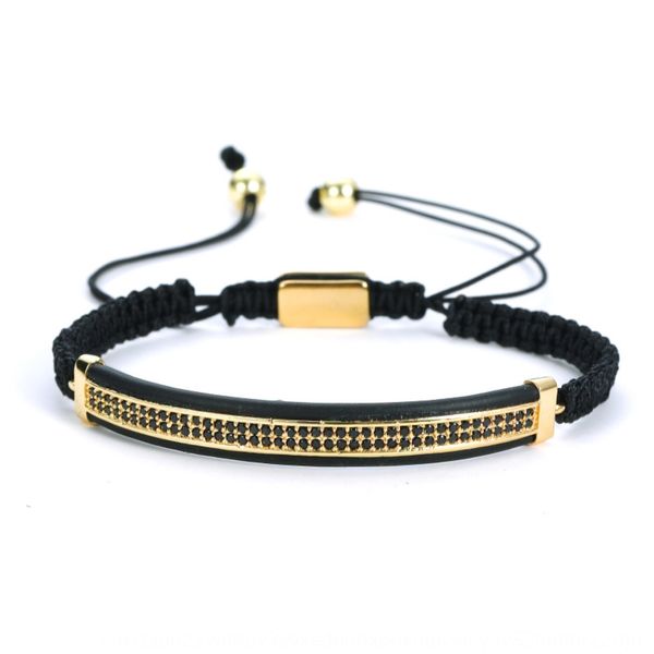 

new selling man's with handmade knitting micro inlaid zircon double row diamond double row diamond bracelet braceletcrescent bracelet 3, Golden;silver