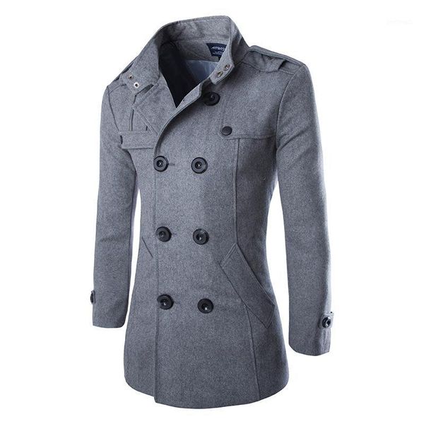 

men's wool & blends 3 years of goods mall quality 50% woolen overcoat double breasted coat y0141, Black