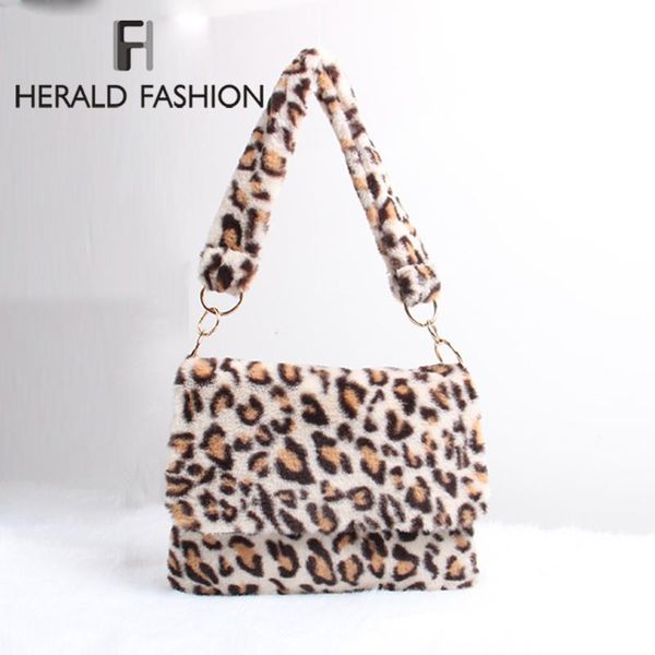 

fur bag animal print leopard bag women ladies winter warm crossbody bags large capacity shoudler clutch 2020 new