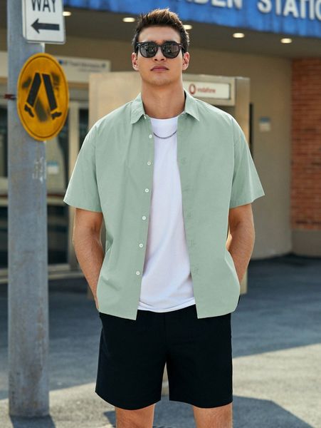 

men drop shoulder solid shirt q0ac#, White;black