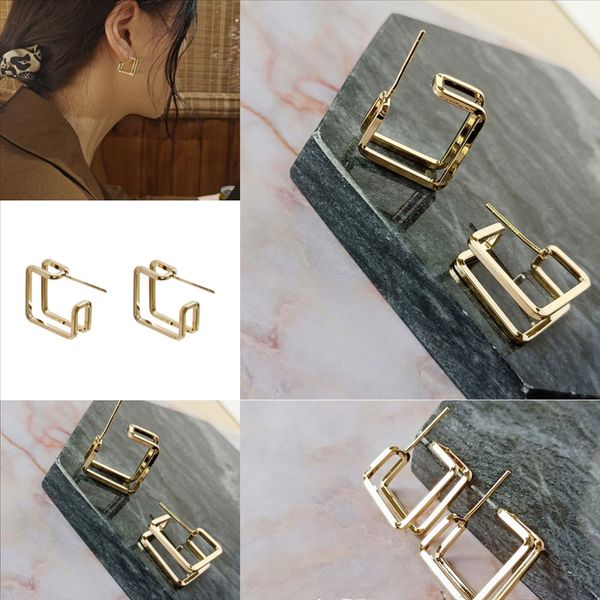 

vdwe new women's stud earring earrings 18k hook gold rhinestone gray pink glass black resin sweet metal with gems ear fashion earrings, Golden