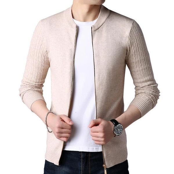 

tfetters new autumn winter knitted cardigan men sweater cardigan sweater men's slim sweater coat pure color jacket cardigan, Black;brown